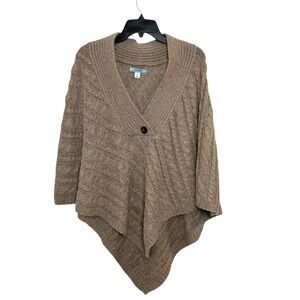 Old Navy Women Brown Cable Knit Asymmetrical Poncho Sweater S